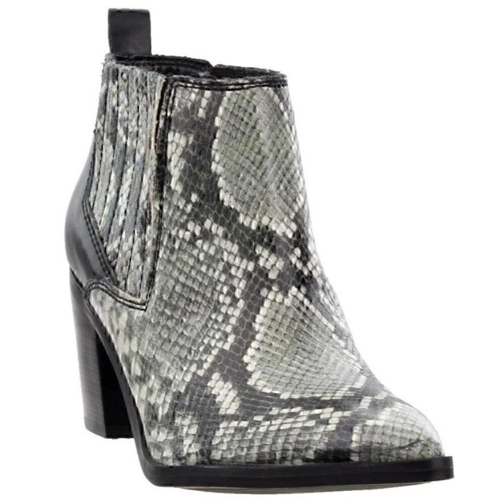 Marc Fisher NEW Black/Gray Snake-Print Booties 6.5